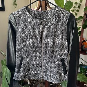 H&M Tweed & Faux Leather Jacket